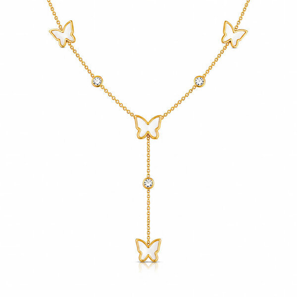 "Butterflies" PVD Gold-Plated Stainless Steel Necklace - Intensity