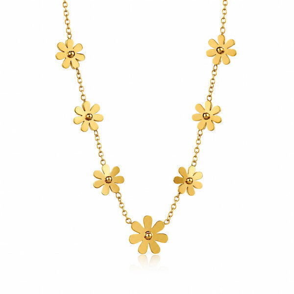 "Flower Meadow" PVD Gold-Plated Stainless Steel Necklace - Intensity