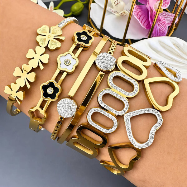 "Flower Meadow" PVD Gold-Plated Steel Bracelet - Intensity