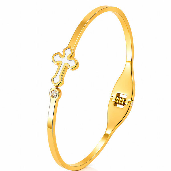 "Cross" PVD Gold-Plated Stainless Steel Bracelet - Intensity