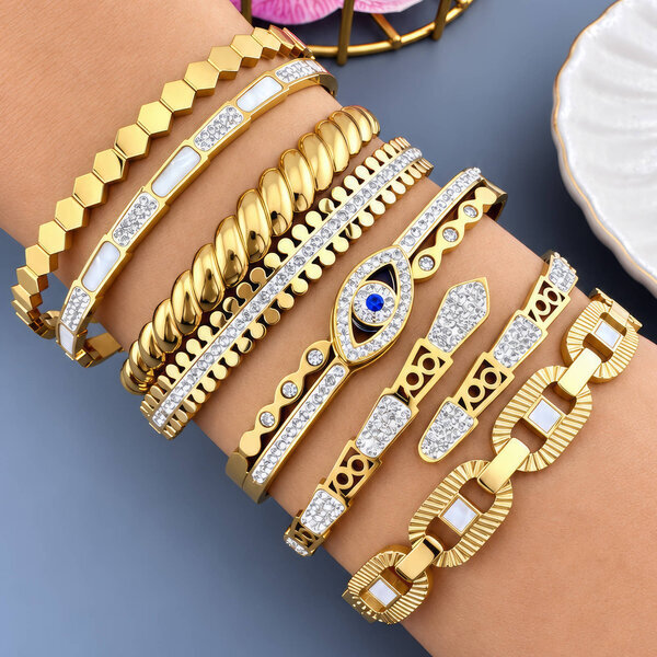 "Evil Eye" PVD Gold-Plated Steel Bracelet - Intensity