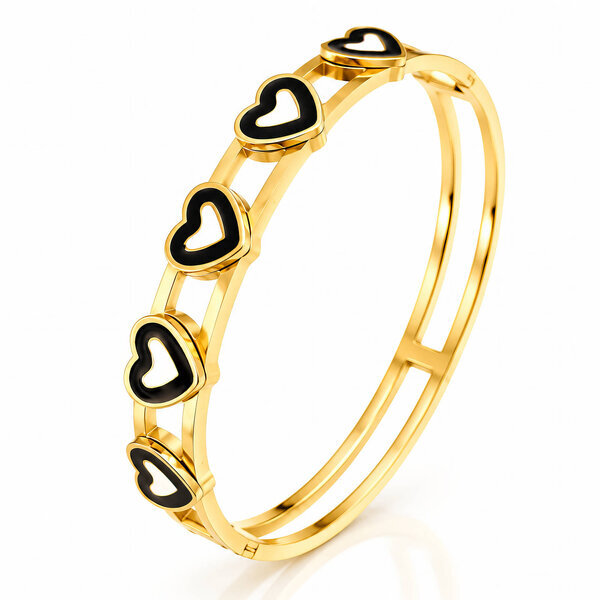 "Hearts" PVD Gold-Plated Stainless Steel Bracelet - Intensity