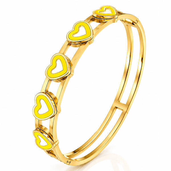 "Hearts" PVD Gold-Plated Stainless Steel Bracelet - Intensity