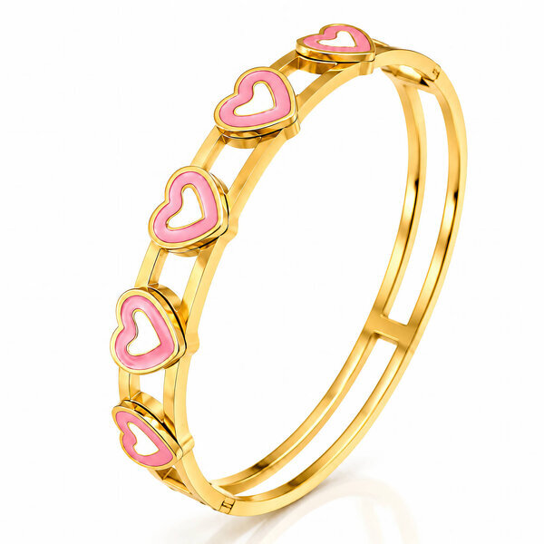 "Hearts" PVD Gold-Plated Stainless Steel Bracelet - Intensity
