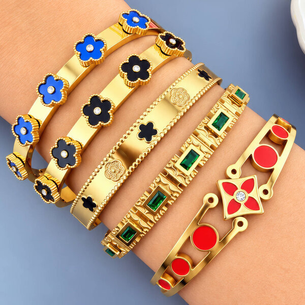 "Flower Meadow" PVD Gold-Plated Steel Bracelet - Intensity