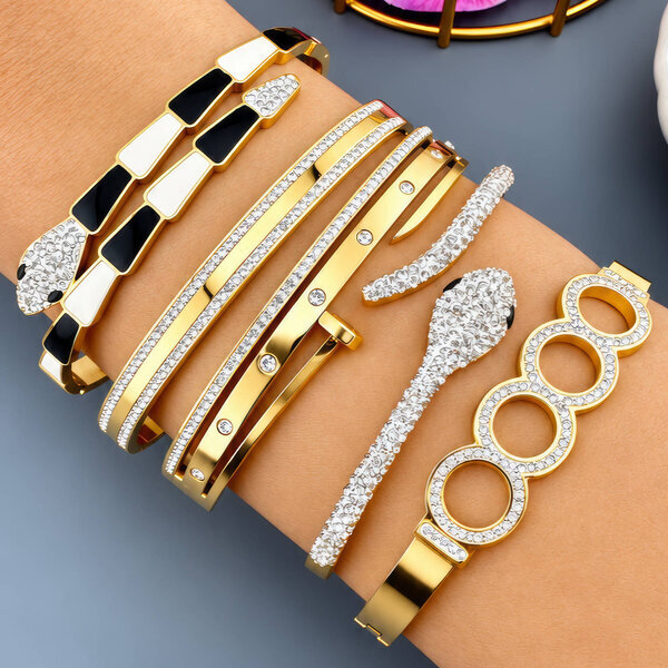 "Snake" PVD Gold-Plated Stainless Steel Bracelet - Intensity