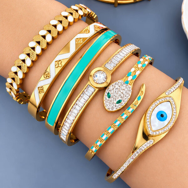 "Flower Meadow" PVD Gold-Plated Steel Bracelet - Intensity