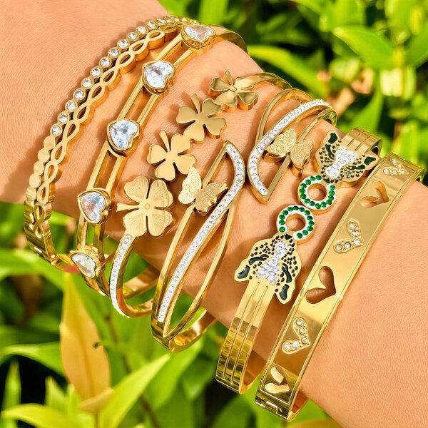 "Flower Meadow" PVD Gold-Plated Steel Bracelet - Intensity