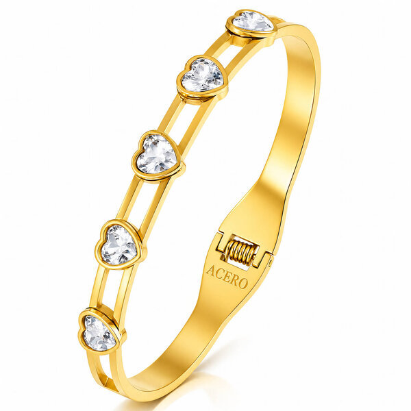 "Hearts" PVD Gold-Plated Stainless Steel Bracelet - Intensity