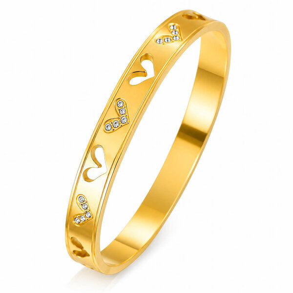 "Hearts" PVD Gold-Plated Stainless Steel Bracelet - Intensity