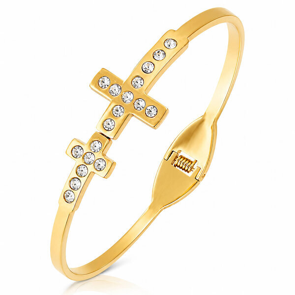 "Crosses" PVD Gold-Plated Stainless Steel Bracelet - Intensity