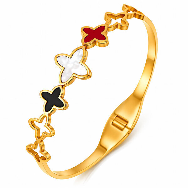 "Flower Meadow" PVD Gold-Plated Stainless Steel Bracelet - Intensity