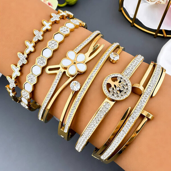 "Flower" PVD Gold-Plated Steel Bracelet - Intensity