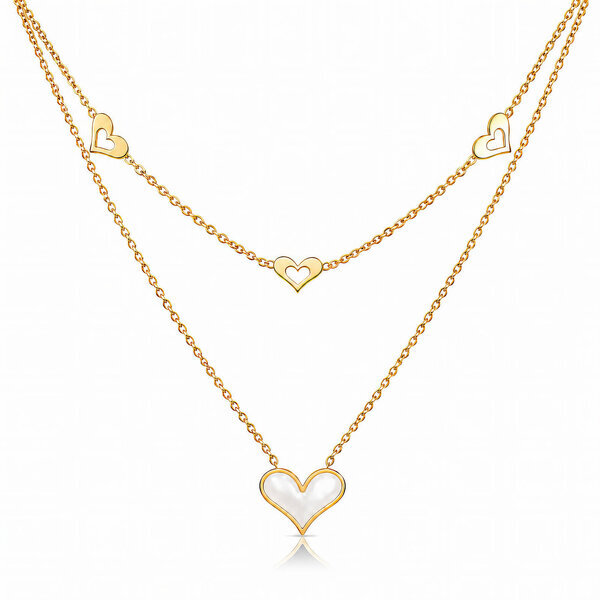 "Hearts" PVD Gold-Plated Stainless Steel Necklace - Intensity