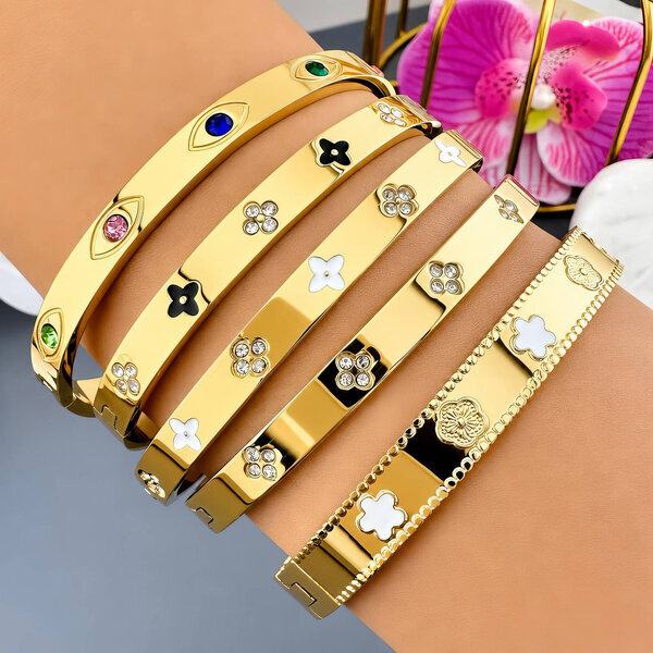 "Evil Eyes" PVD Gold-Plated Steel Bracelet - Intensity