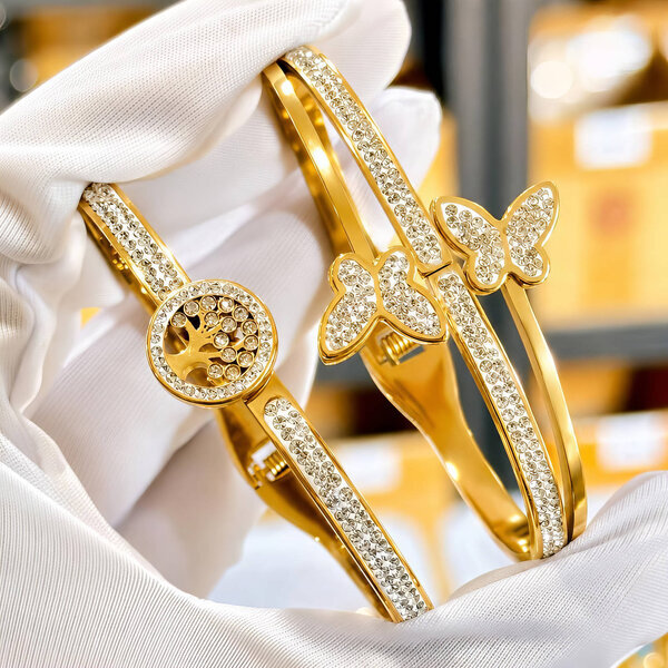 "Oak Tree" PVD Gold-Plated Steel Bracelet - Intensity