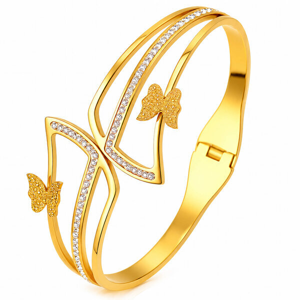"Butterflies" PVD Gold-Plated Stainless Steel Bracelet - Intensity