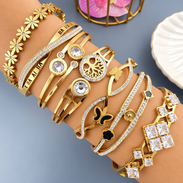 "Oak Tree" PVD Gold-Plated Steel Bracelet - Intensity