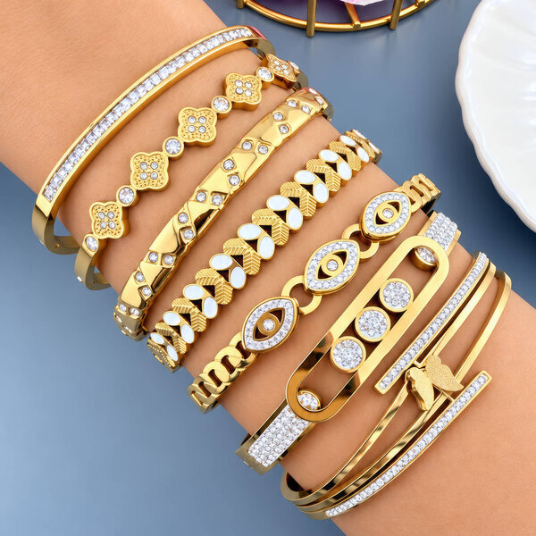 "Leaves" PVD Gold-Plated Steel Bracelet - Intensity