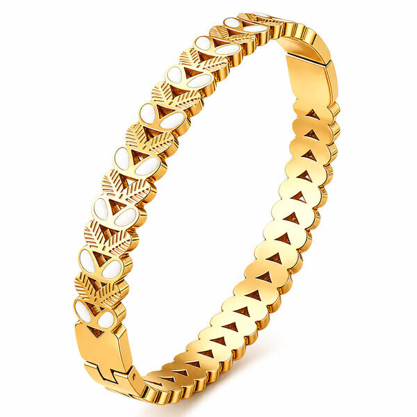 "Leaves" PVD Gold-Plated Stainless Steel Bracelet - Intensity