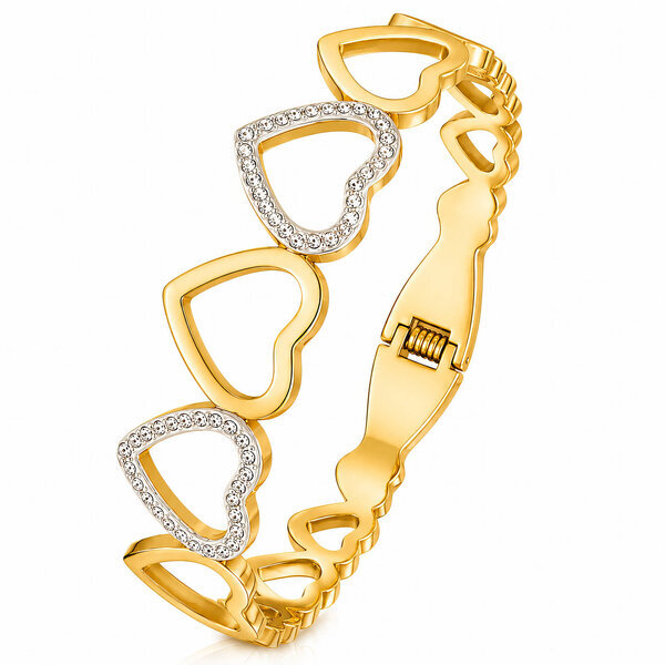 "Hearts" PVD Gold-Plated Stainless Steel Bracelet - Intensity