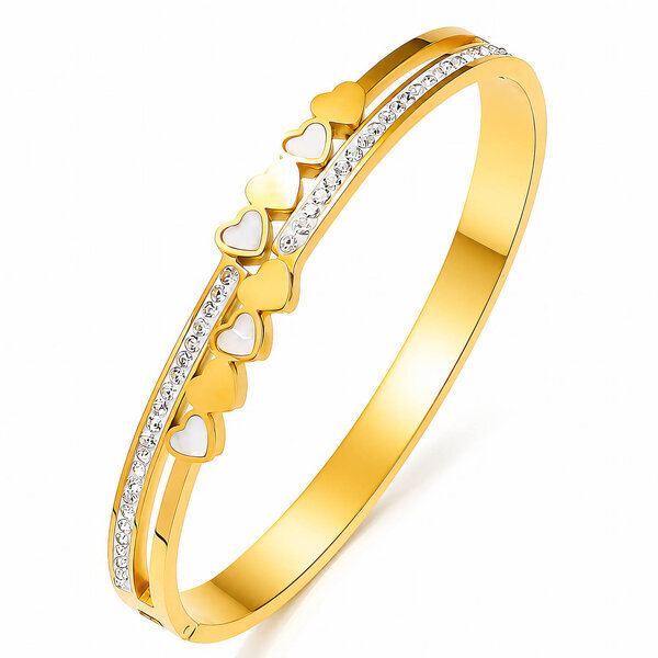 "Hearts" PVD Gold-Plated Stainless Steel Bracelet - Intensity