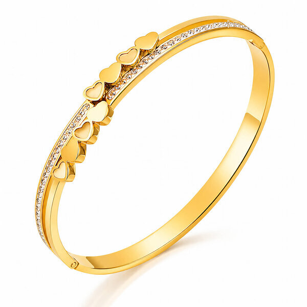 "Hearts" PVD Gold-Plated Stainless Steel Bracelet - Intensity
