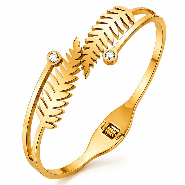 "Leaves" PVD Gold-Plated Stainless Steel Bracelet - Intensity