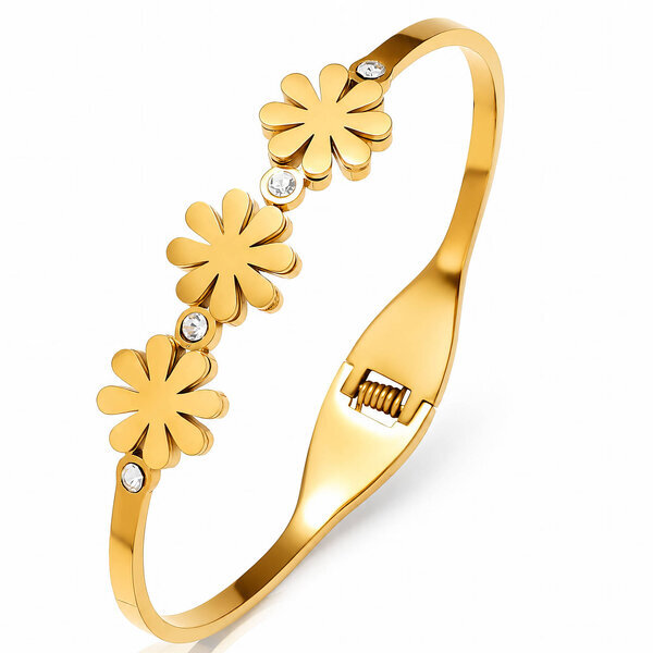 "Flower Meadow" PVD Gold-Plated Steel Bracelet - Intensity