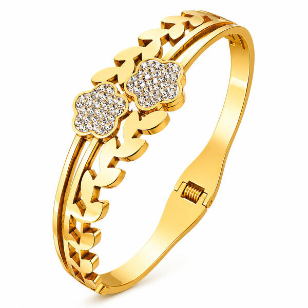 "Flowers" PVD Gold-Plated Stainless Steel Bracelet - Intensity