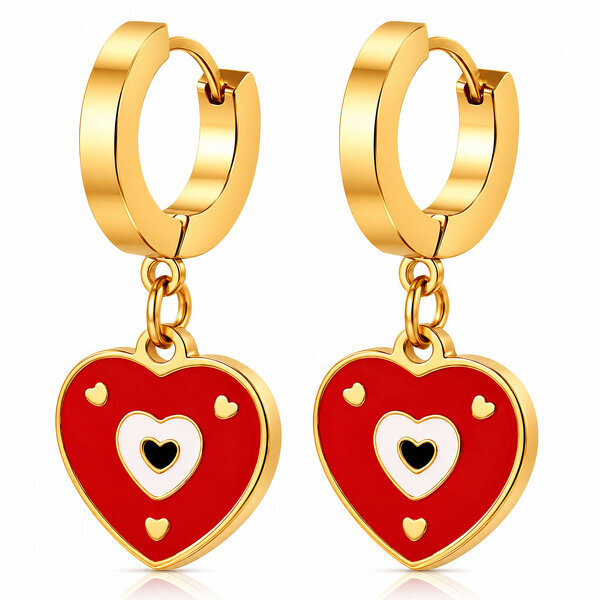 "Hearts" PVD Gold-Plated Stainless Steel Earrings - Intensity