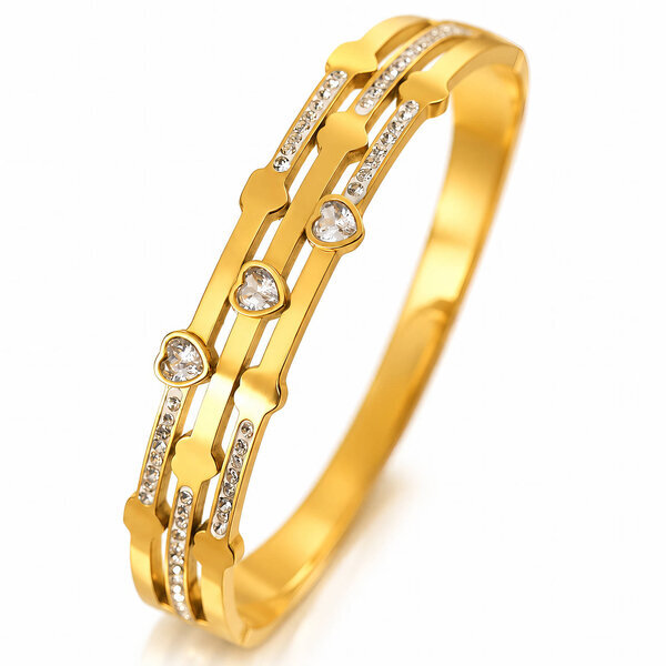 "Hearts" PVD Gold-Plated Stainless Steel Bracelet - Intensity