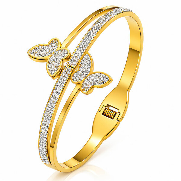 "Butterflies" PVD Gold-Plated Stainless Steel Bracelet - Intensity