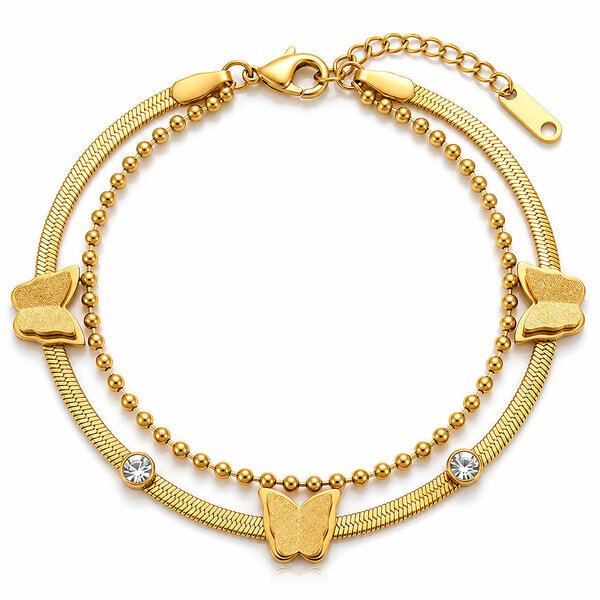 "Butterflies" PVD Gold-Plated Stainless Steel Bracelet - Intensity