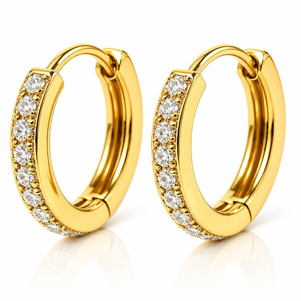 PVD Gold-Plated Brass Ear Stack Earrings - Crystallic