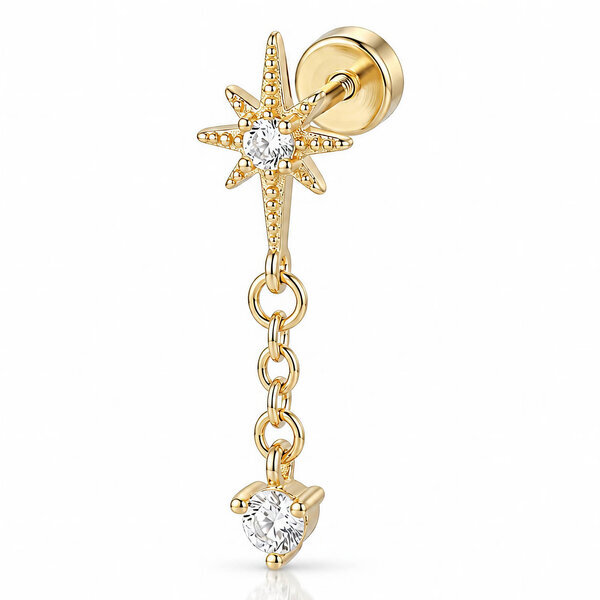 Earrings, 18K Gold Plated Steel