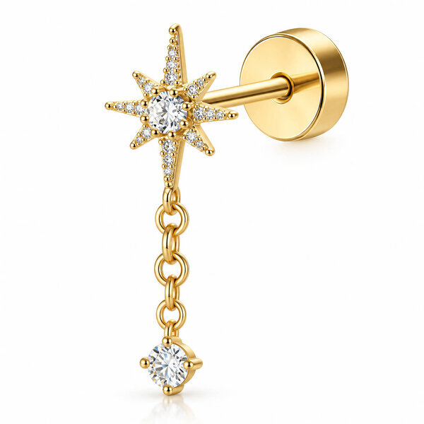 PVD Gold-Plated Brass Single Earring - Ear Stack