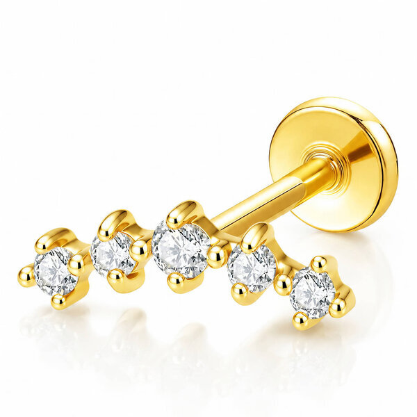 Earrings, 18K Gold Plated Steel