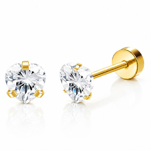 "Hearts" Earrings, 18K Gold Plated Steel