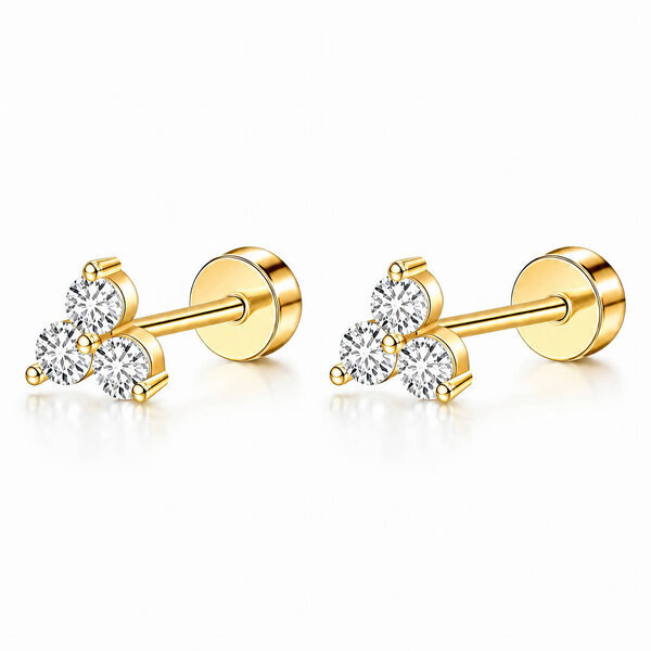 "Flowers" PVD Gold-Plated Brass Earrings - Crystallic