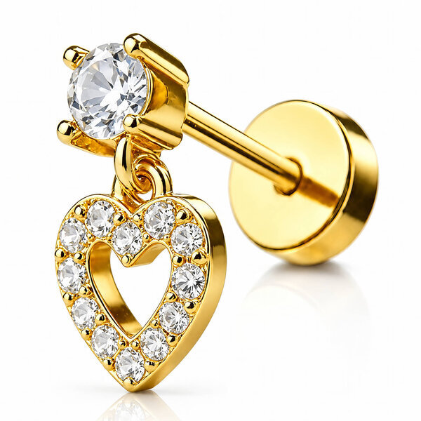 "Heart" Earrings, 18K Gold Plated Steel