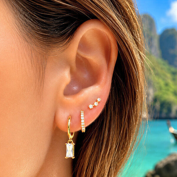 PVD Gold-Plated Brass Earrings - Ear Stack