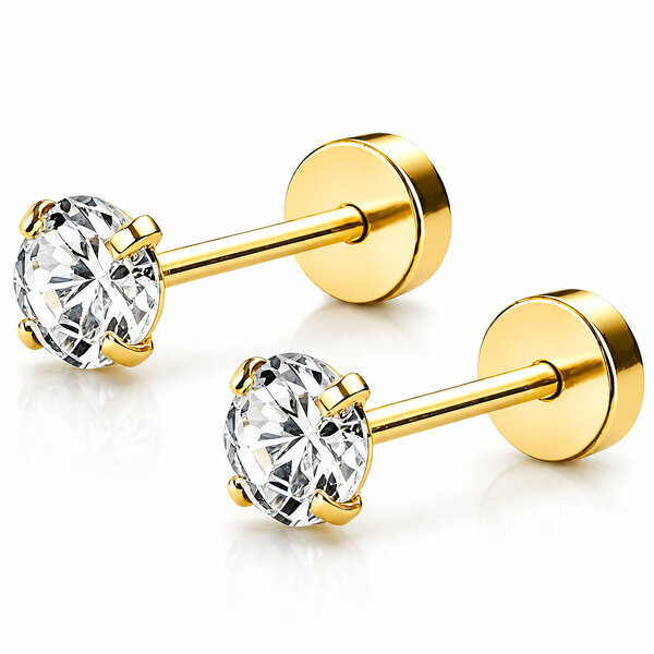 Earrings, 18K Gold Plated Steel