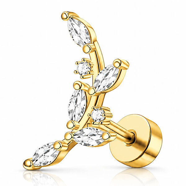 Earrings, 18K Gold Plated Steel