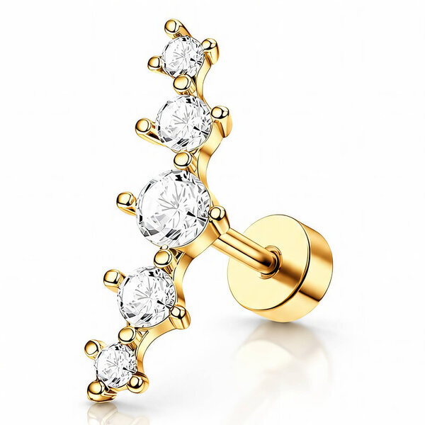 Earrings, 18K Gold Plated Steel