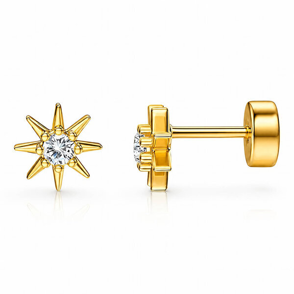 "Flowers" PVD Gold-Plated Brass Earrings - Crystallic