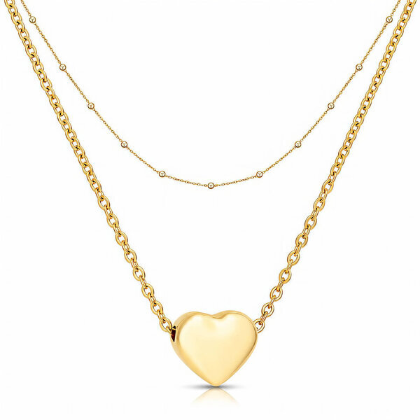 "Heart" PVD Gold-Plated Stainless Steel Necklace - Intensity