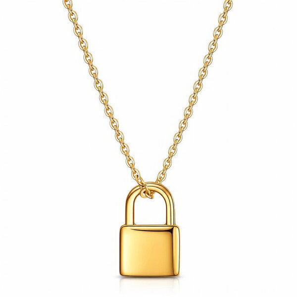 "Lock" PVD Gold-Plated Stainless Steel Necklace - Intensity