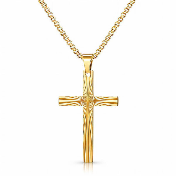 Men's "Cross" PVD Gold-Plated Steel Necklace - Prime Code