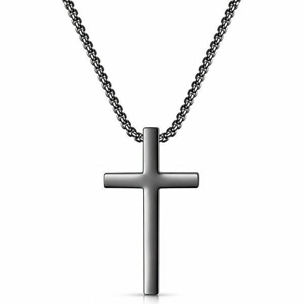 Men's "Cross" Black PVD Steel Necklace - Prime Code